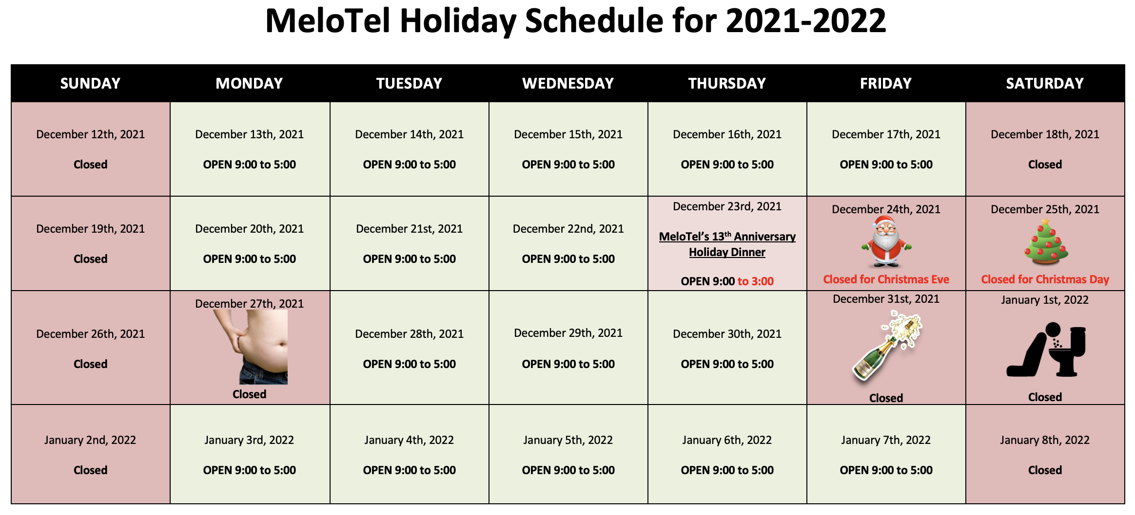 Offering Warm Wishes, Magical Music And MeloTel’s Holiday Schedule!